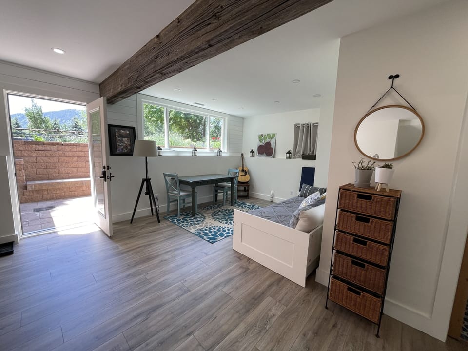 Downstairs flex space with single bed
