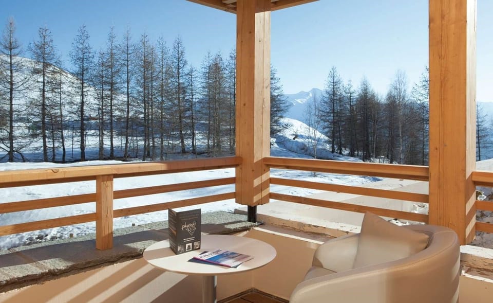 Take a seat outside and soak in the great mountain views.