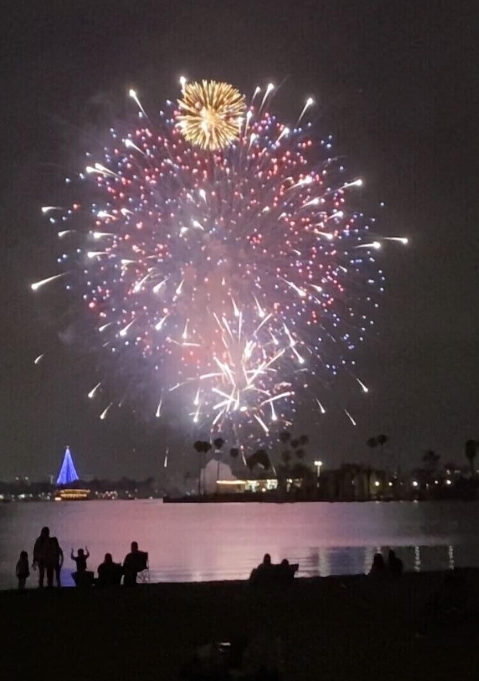 SeaWorld fireworks over Mission Bay. 