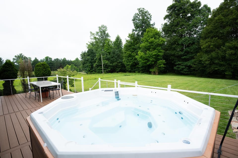 Relax in the bubbly hot tub on chilly nights