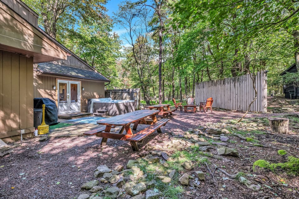 Hot Tub, Fire Pit, and Seating Outside