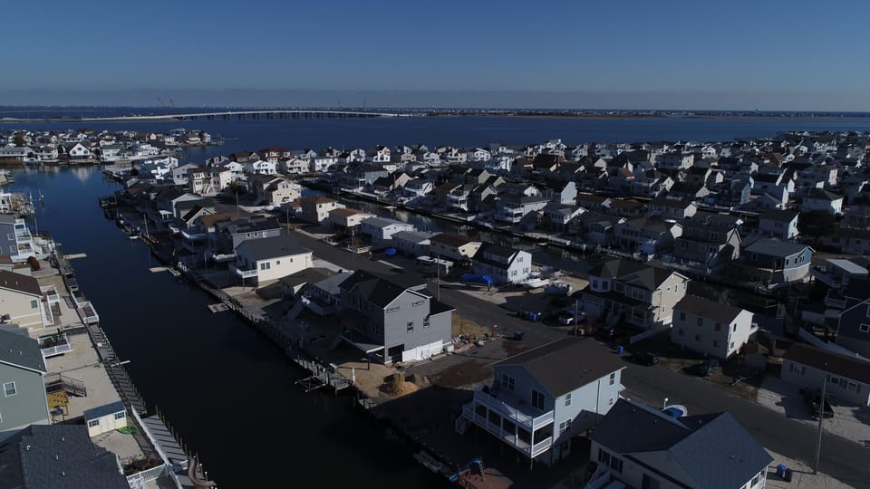 Aerial View. Beach is Minutes away over causeway bridge.