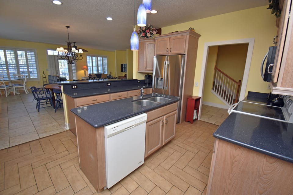 Prep a meal in the fully equipped kitchen.