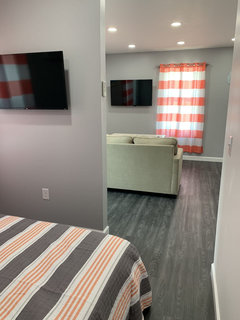 Sleeping area , view into kitchen/living room 