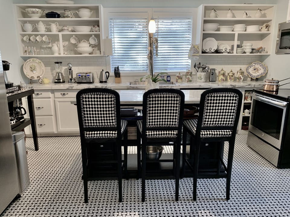 Kitchen contains everything needed to prepare, serve and enjoy wonderful meals