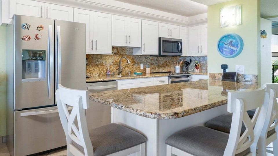 Kitchen with stainless steel appliances