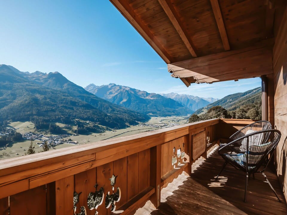 Sky, Mountain, Wood, Porch, Tree, House, Building, Wood Stain, Leisure, Landscape