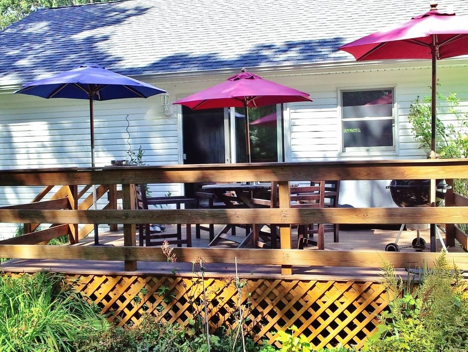 Deck with BBQ off kitchen.