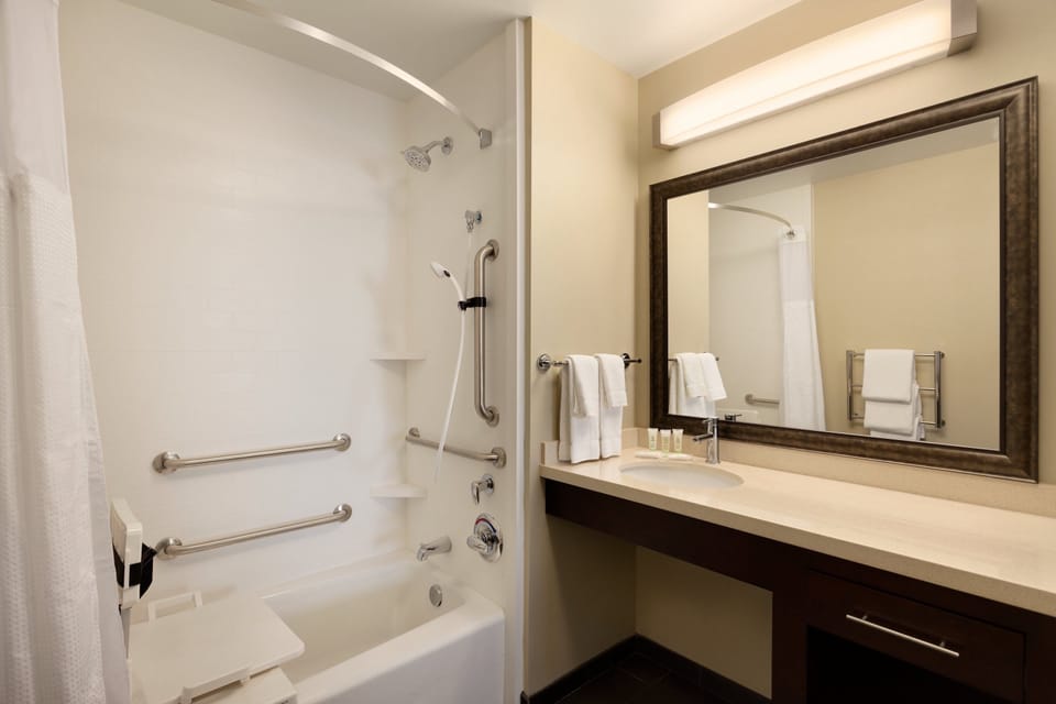 Get ready for your day in the bathroom.