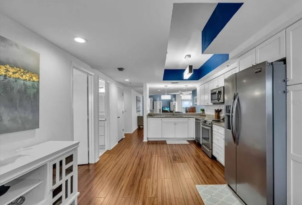 Galley modern kitchen.