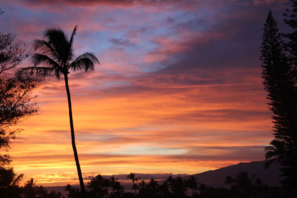 Beautiful sunsets to enjoy from the cottage lanai and inside cottage.