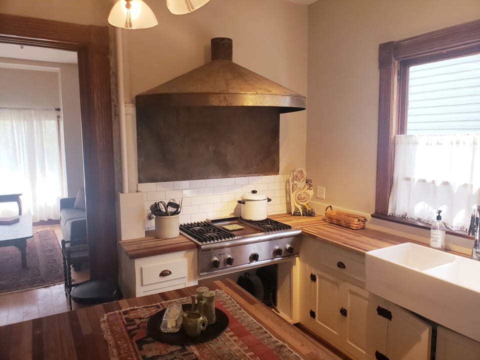 Kitchen with Viking gas cooktop and oven