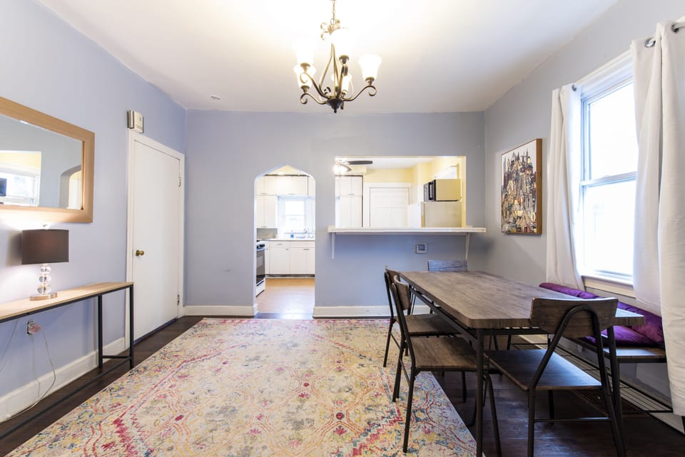 Dinning room with table.