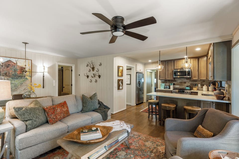 Comfortable living room with Highlands Charm