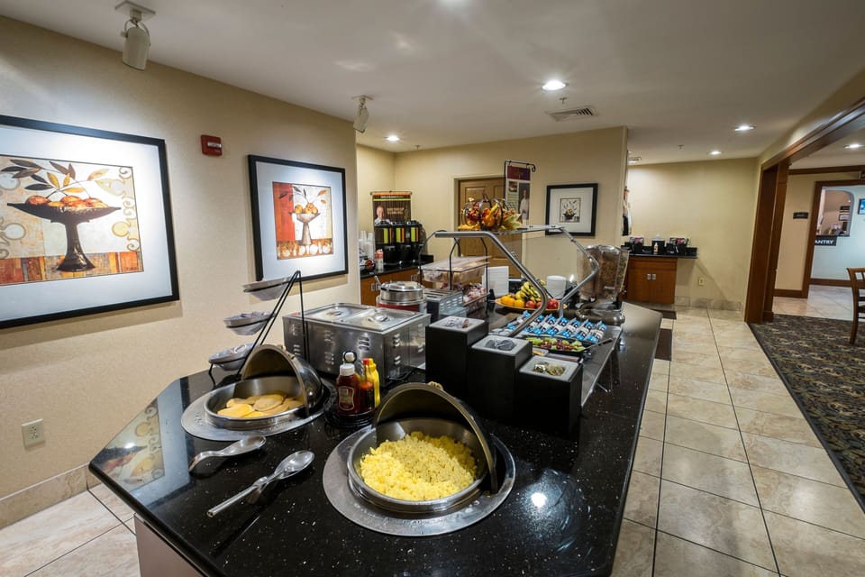 Complimentary hot breakfast buffet served fresh every morning.