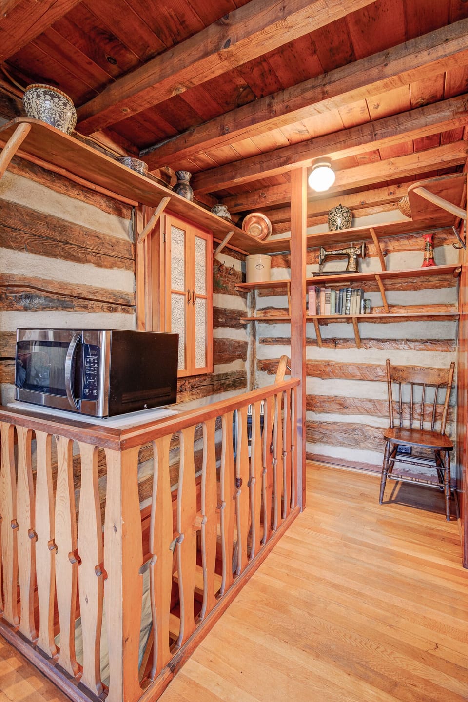 Staircase to lower level bedroom.