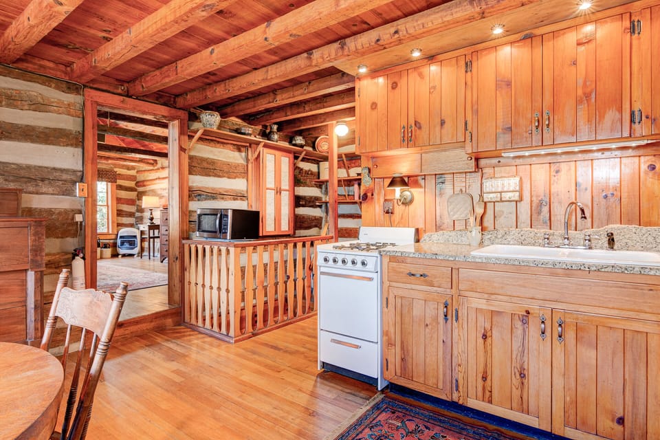 Beamed ceilings and granite countertops.