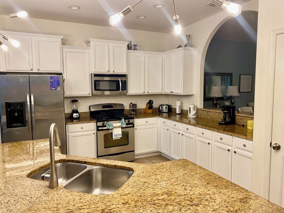 Modern kitchen with granite counters