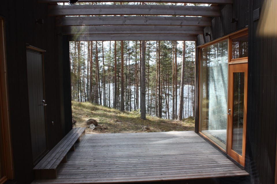 View from main entrance to atrium through window