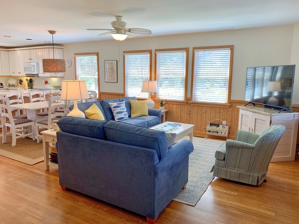 Living Area with TVDVD, First Floor with Screened Porch Access