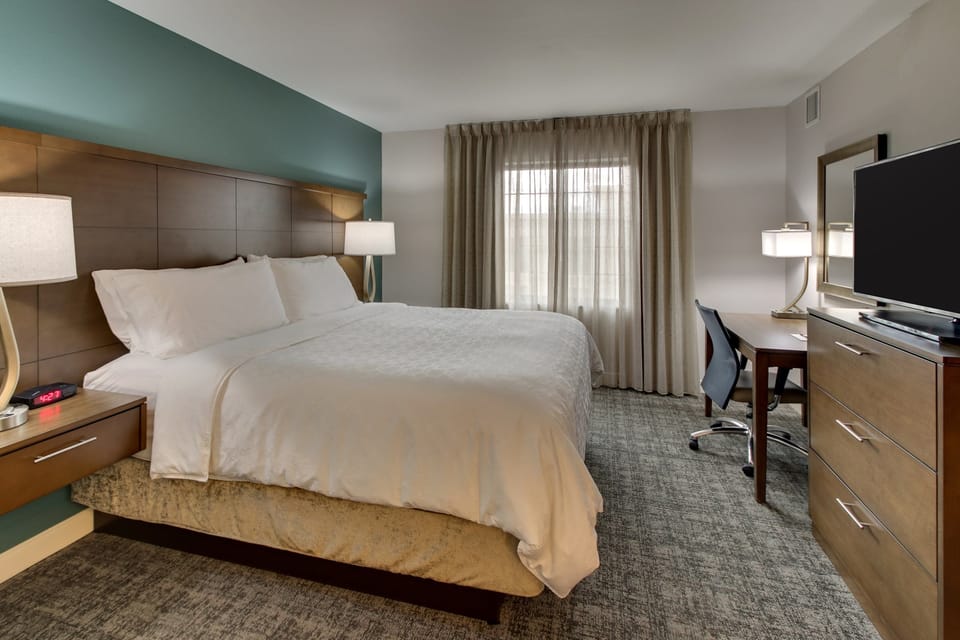 Drift to sleep in this plush bed.