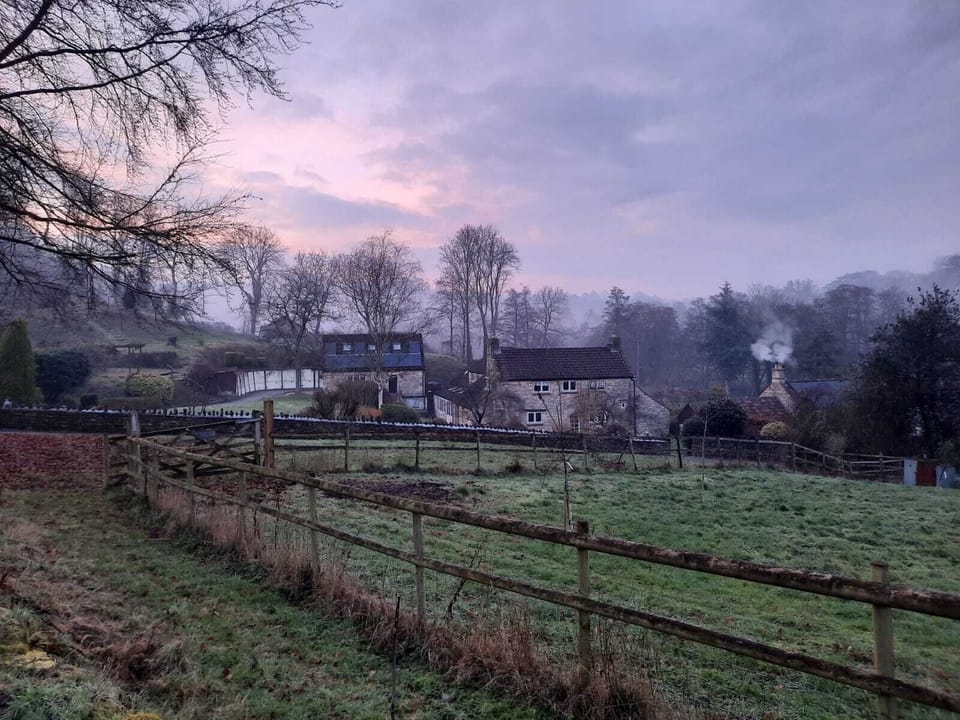 River House  and the Coach House at twilight in Winter
