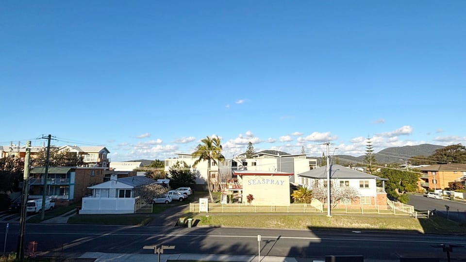 Street view from balcony. 