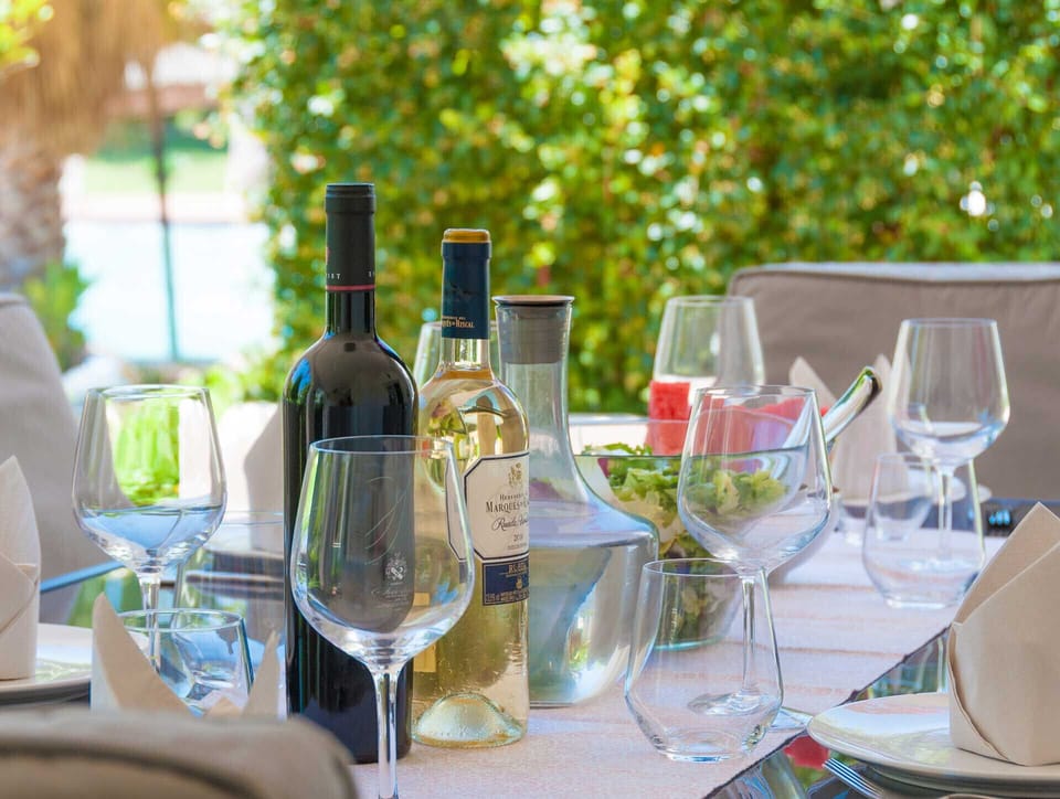 Alfresco dining in open-plan holiday rental, Spain