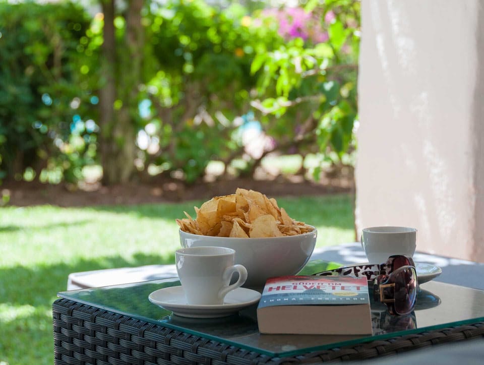 Relaxing vibes from outside table at Las Adelfas