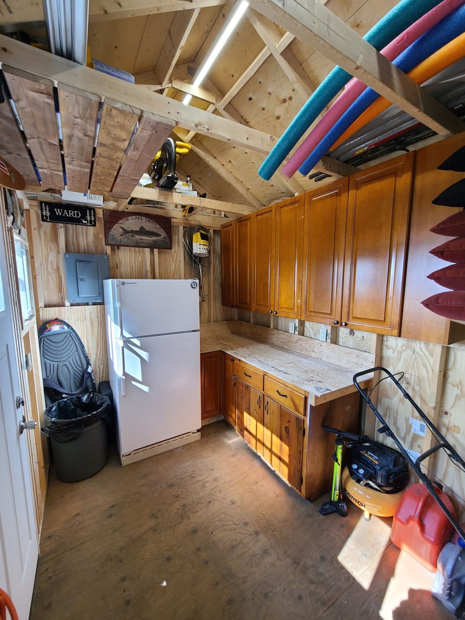 new shed down by the water with full size fridge