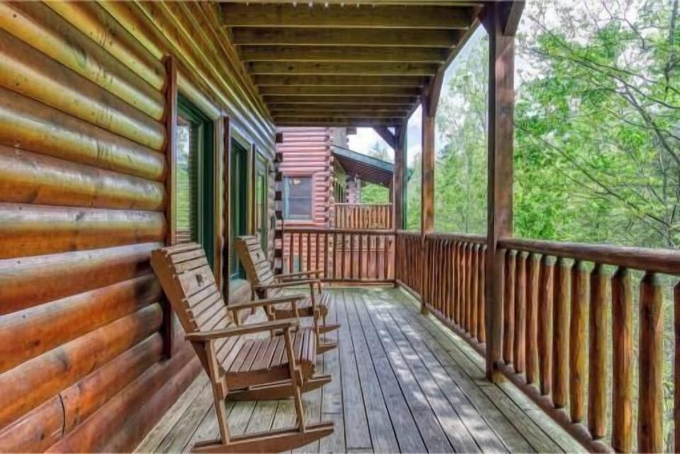 Rocking chairs on the deck invite you to slow down and take in the view.