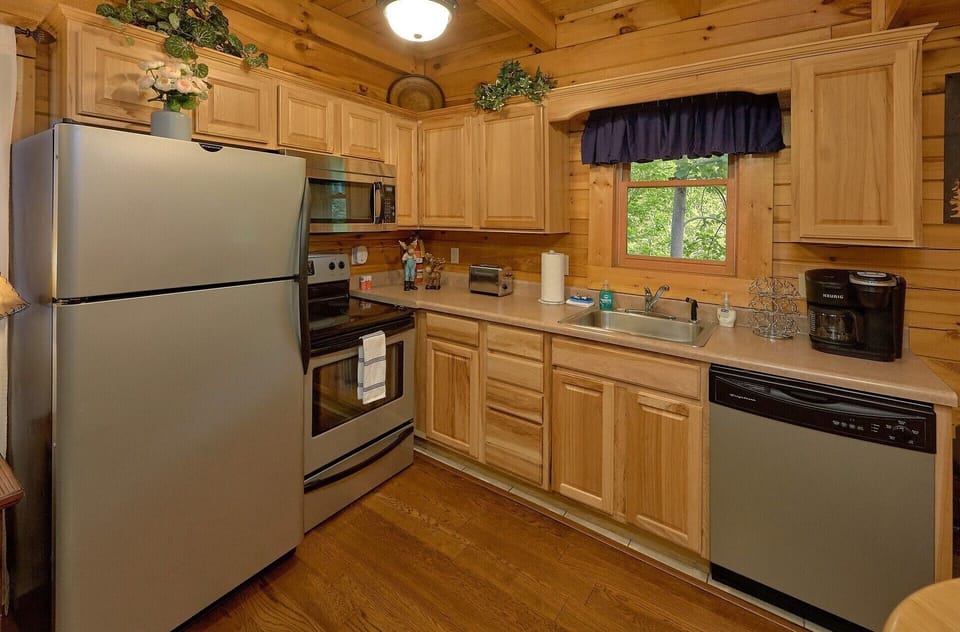 Kitchen with Keurig Duo, Ninja blender, new dishes, stainless, drink ware 