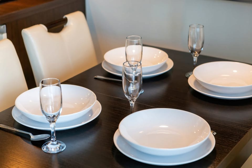 Dining table in the living room. 