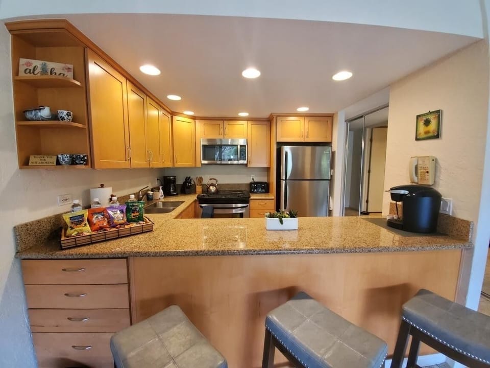 Kitchen with all the appliances.
