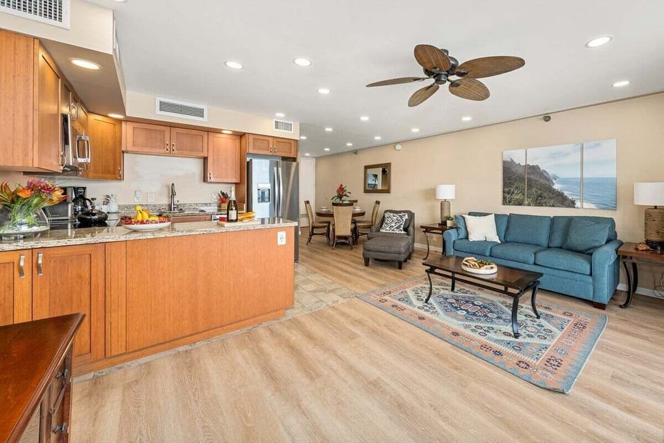 Relax in the inviting living room, complete with a comfortable sleeper sofa