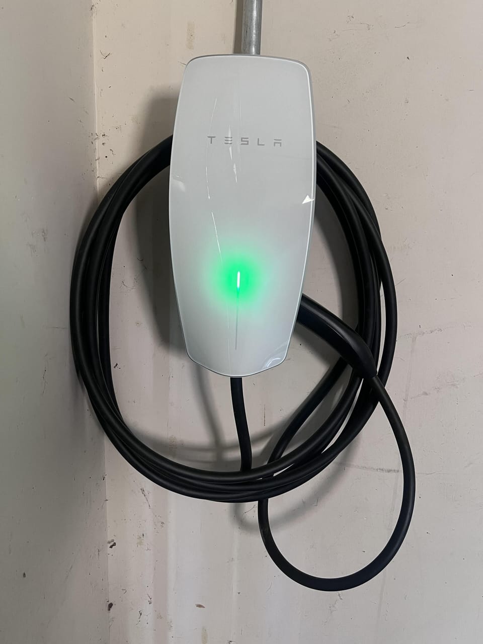 Level 2 Tesla EV Charger In Garage
