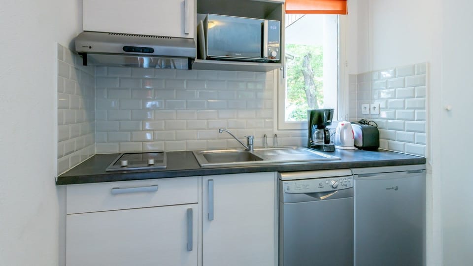 The kitchenette comes fully equipped for your convenience.