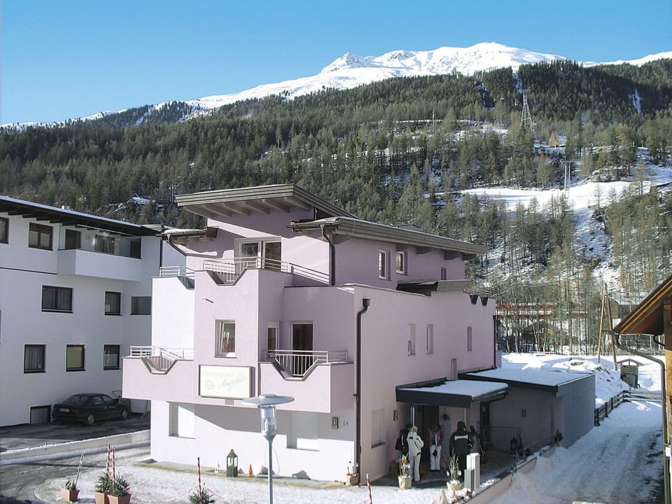 Sky, Mountain, Building, Window, Snow, House, Slope, Tree, Landscape, Mountainous Landforms