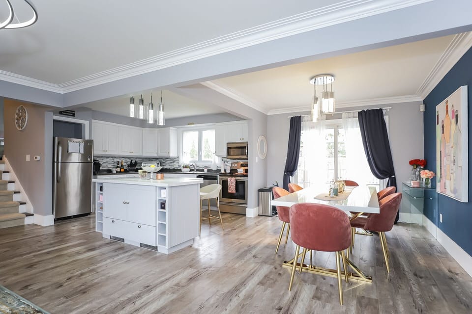 Open concept main floor with dining area