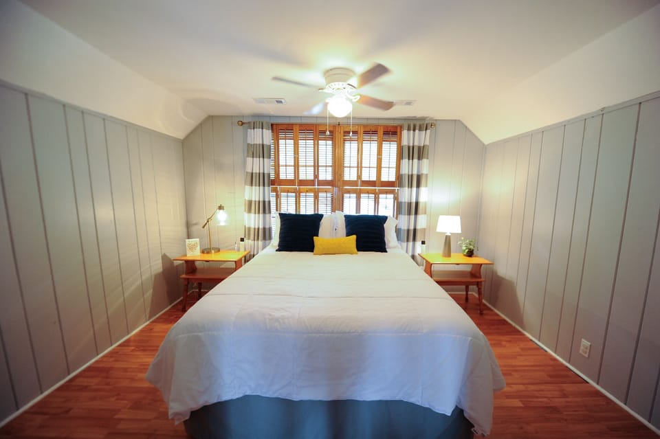 This spacious yet cozy bedroom is perfect for a little getaway!