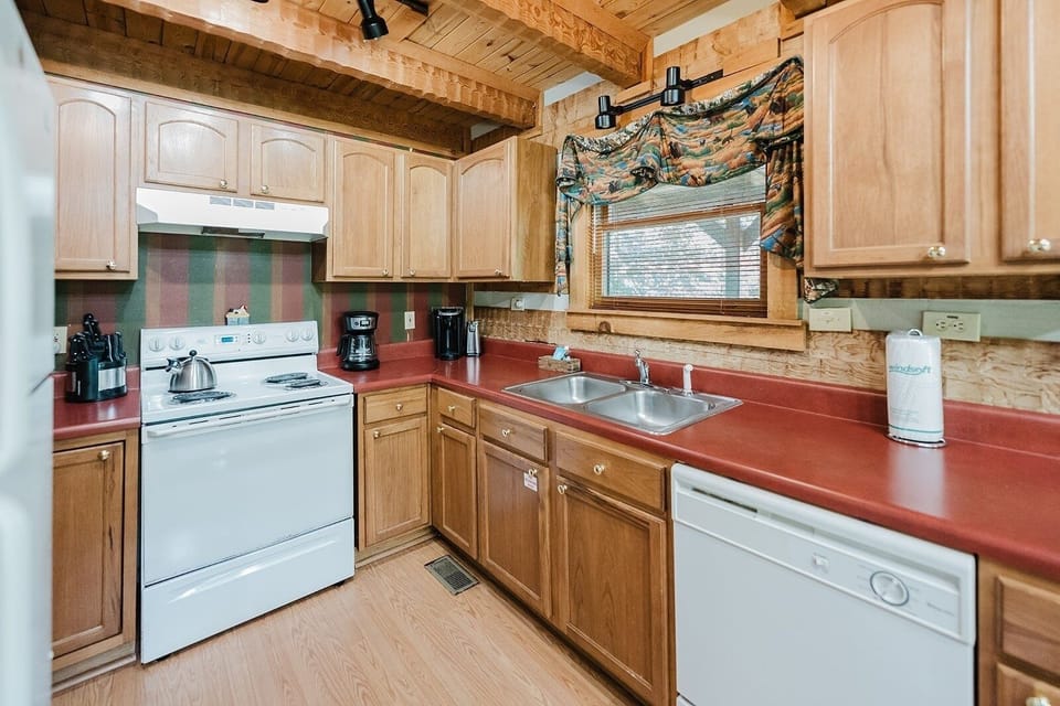 Indoors, Hardwood, Stained Wood, Kitchen, Sink