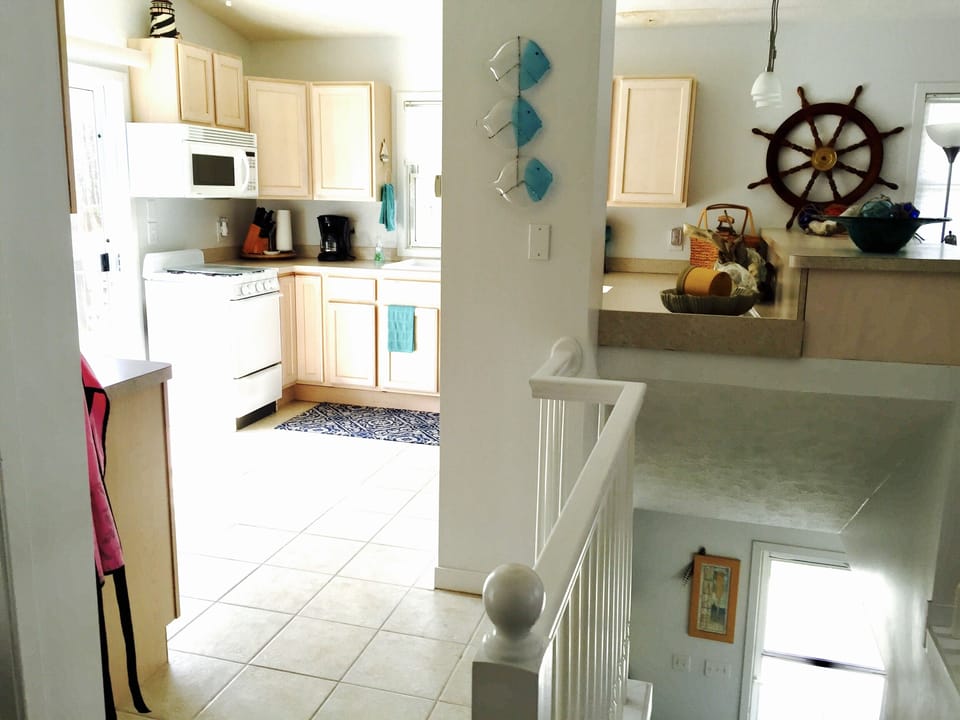 Entering the kitchen area from the top of the steps