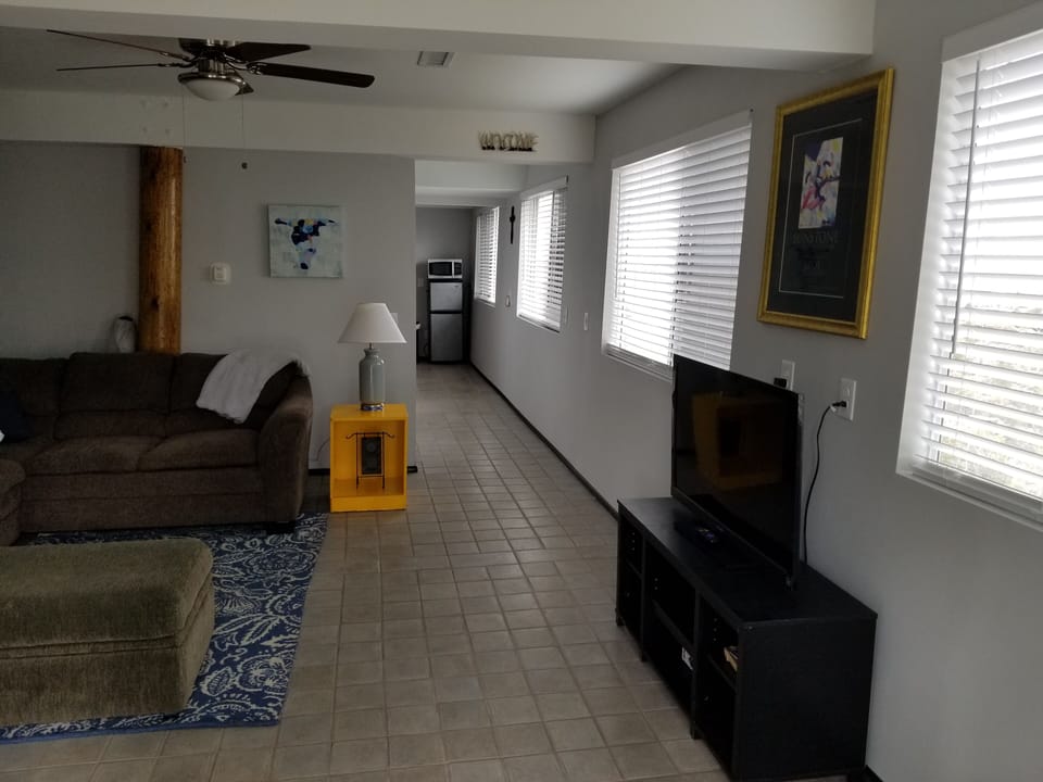 Living room with TV and roku