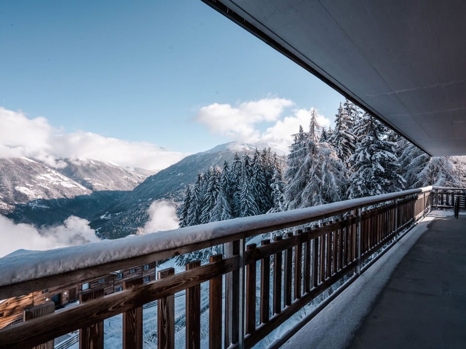 Sky, Cloud, Mountain, Fence, Tree, Snow, Wood, Bridge, Freezing, Slope
