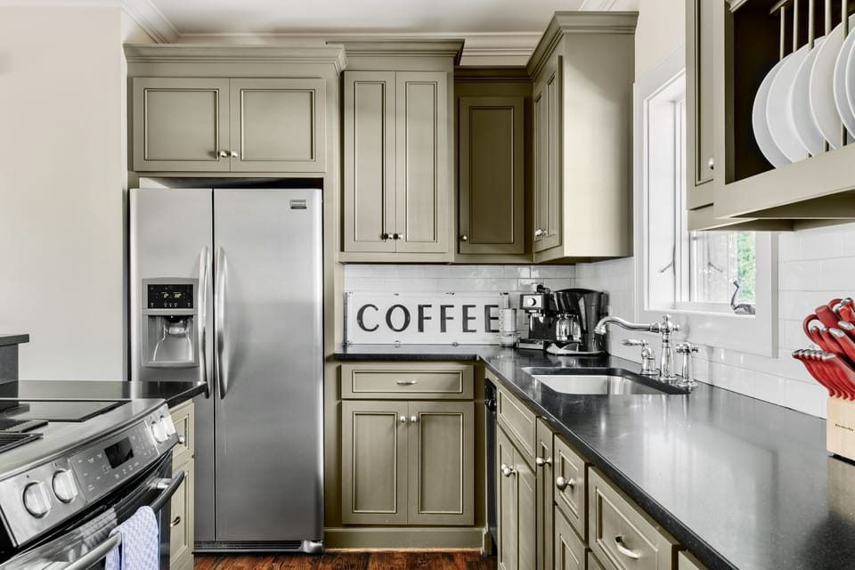 My kitchen also has a hand held mixer, knife block, and electric tea kettle. 