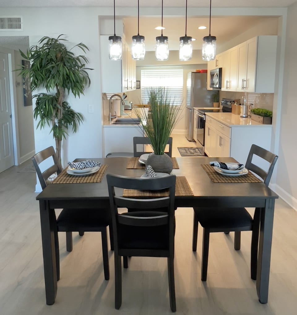 Dining room and kitchen