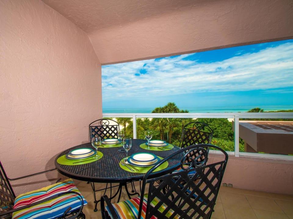 Balcony view with outside seating