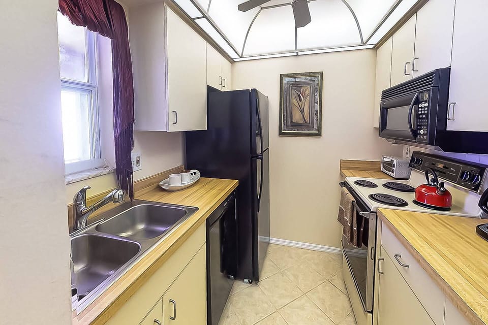 The basic kitchen has all you need to make simple meals at home.