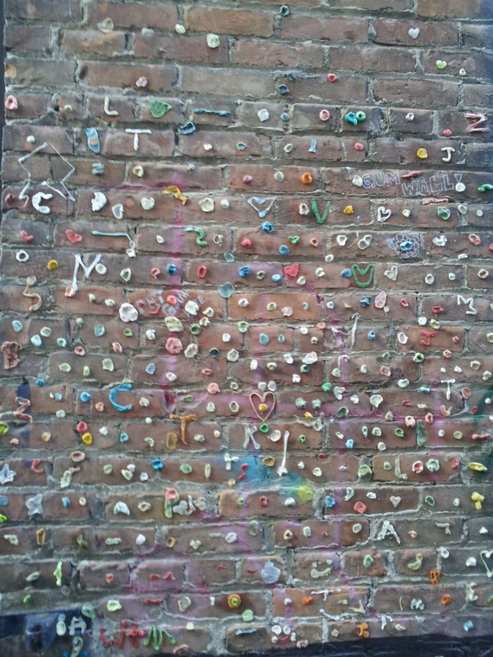 Famous bubble gum quilt on graffiti alley in downtown Sandpoint.