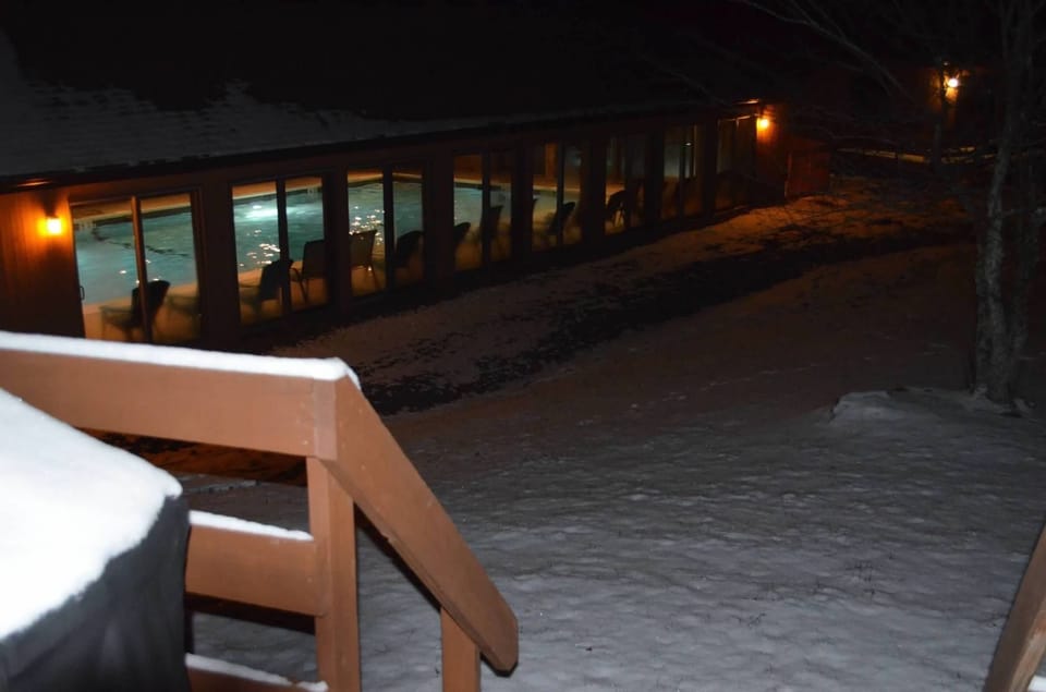 Step out the back door and to the pool house